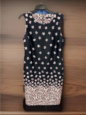 NwoT Tommy Hilfiger Women’s Black Bodycon Sheath Dress w/Pink Floral Print-12-EC